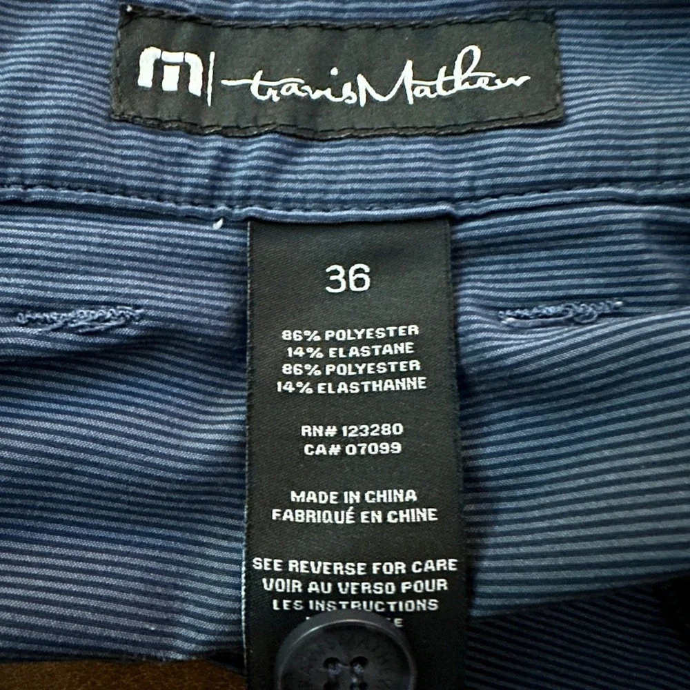 TravisMathew Mens Navy Blue Micro Stripe Hybrid Golf Shorts Size 36 Stretch